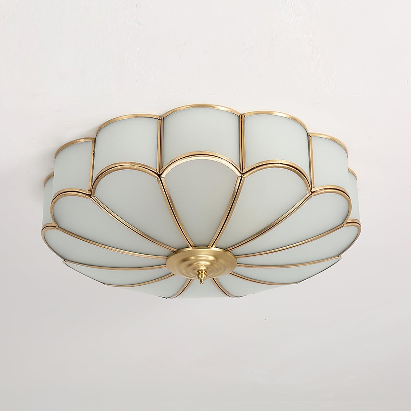 Flower Shape Glass Recessed Ceiling Light With Frosted Glow Brass NALANI