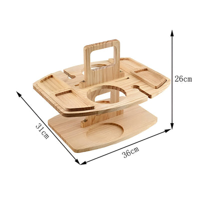 Folding Wooden Picnic Table With Wine Holder For Outdoors NALANI