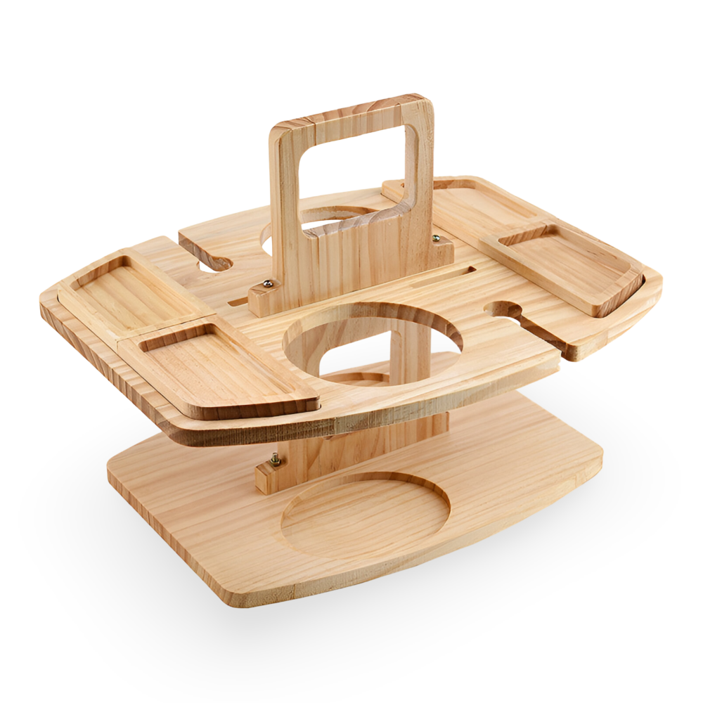 Folding Wooden Picnic Table With Wine Holder For Outdoors NALANI