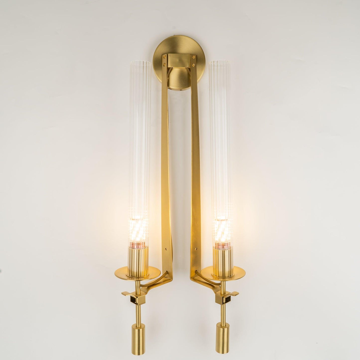 French Classicism Brass Wall Lamp Pair With Edison Bulbs NALANI