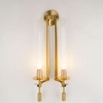 French Classicism Brass Wall Lamp Pair With Edison Bulbs NALANI
