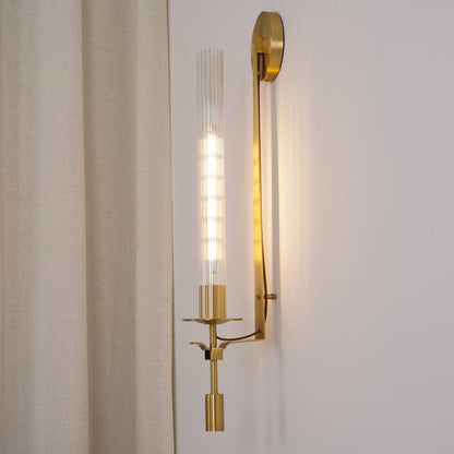 French Classicism Brass Wall Lamp Pair With Edison Bulbs NALANI