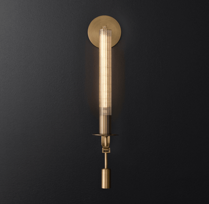 French Classicism Brass Wall Lamp Pair With Edison Bulbs Brass & Clear glass NALANI