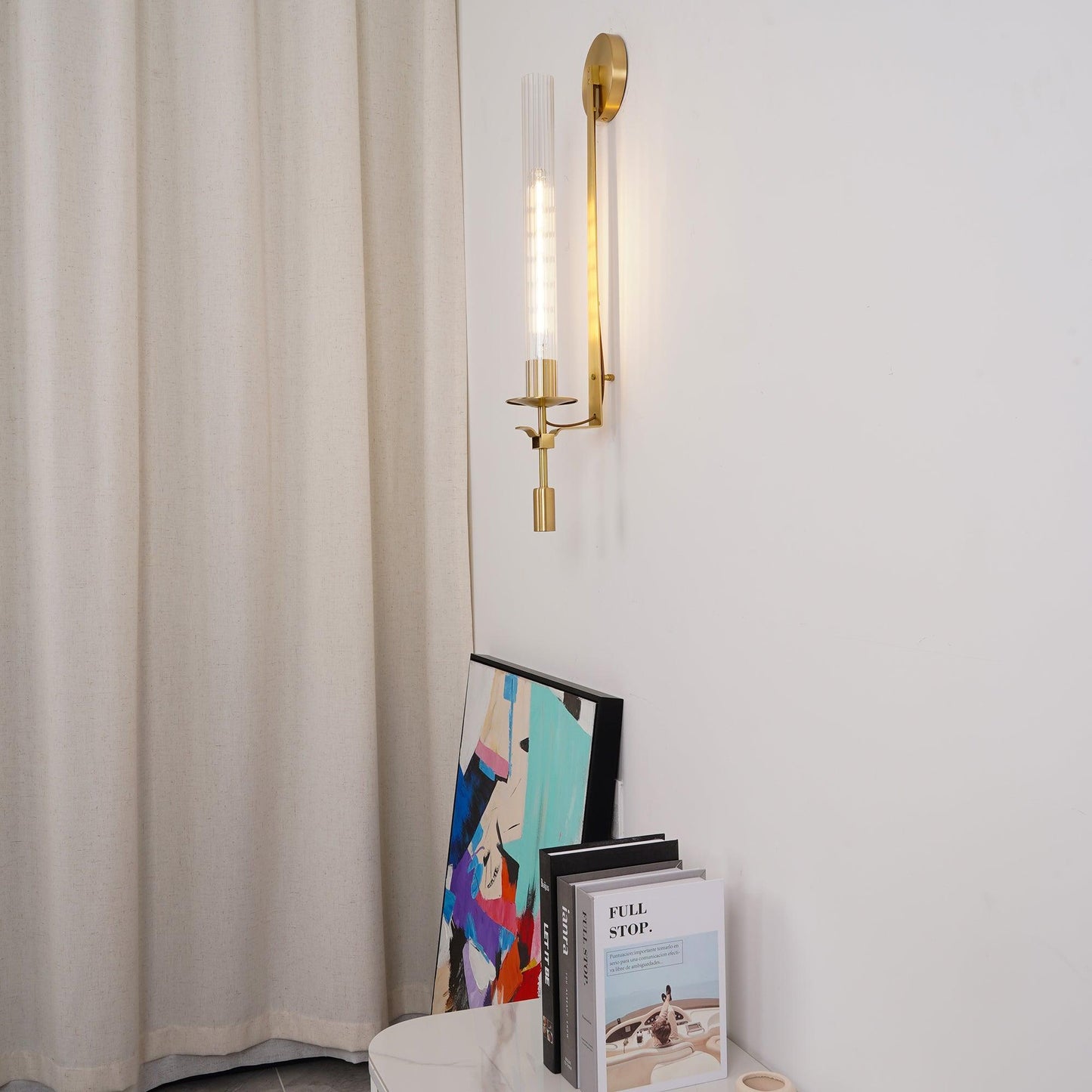 French Classicism Brass Wall Lamp Pair With Edison Bulbs NALANI