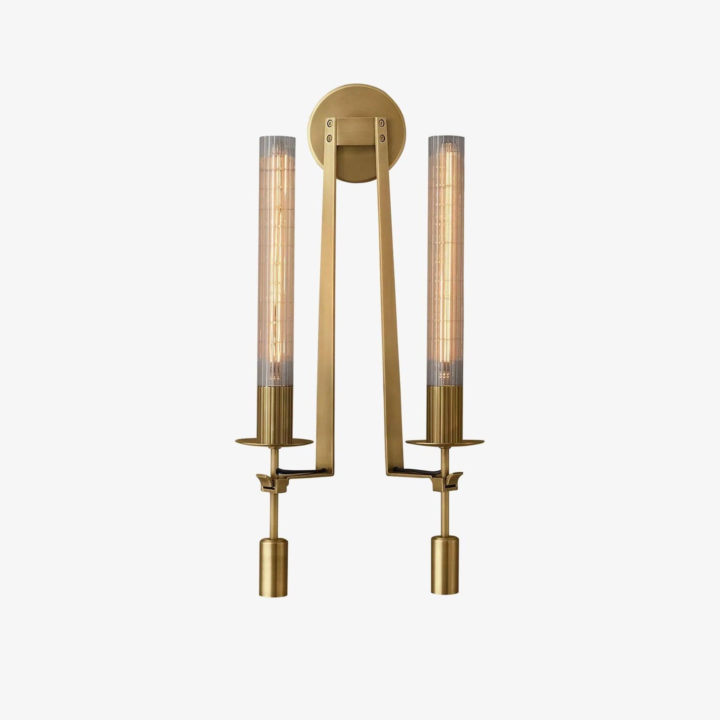 French Classicism Brass Wall Lamp Pair With Edison Bulbs NALANI