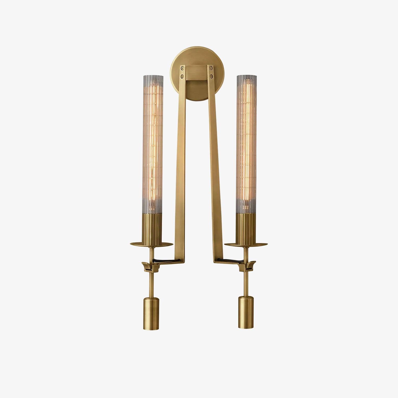 French Classicism Brass Wall Lamp Pair With Edison Bulbs NALANI