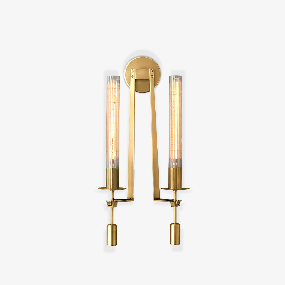 French Classicism Brass Wall Lamp Pair With Edison Bulbs NALANI