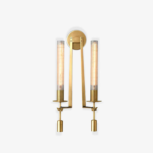 French Classicism Brass Wall Lamp Pair With Edison Bulbs NALANI