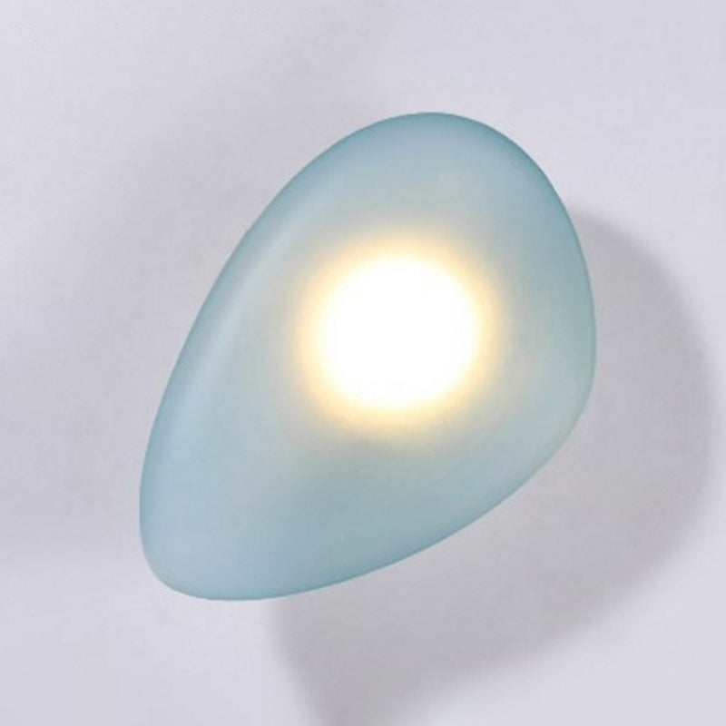 Frosted Glass Cobblestone Wall Sconce Art Deco 1 Light Blue Fillet NALANI