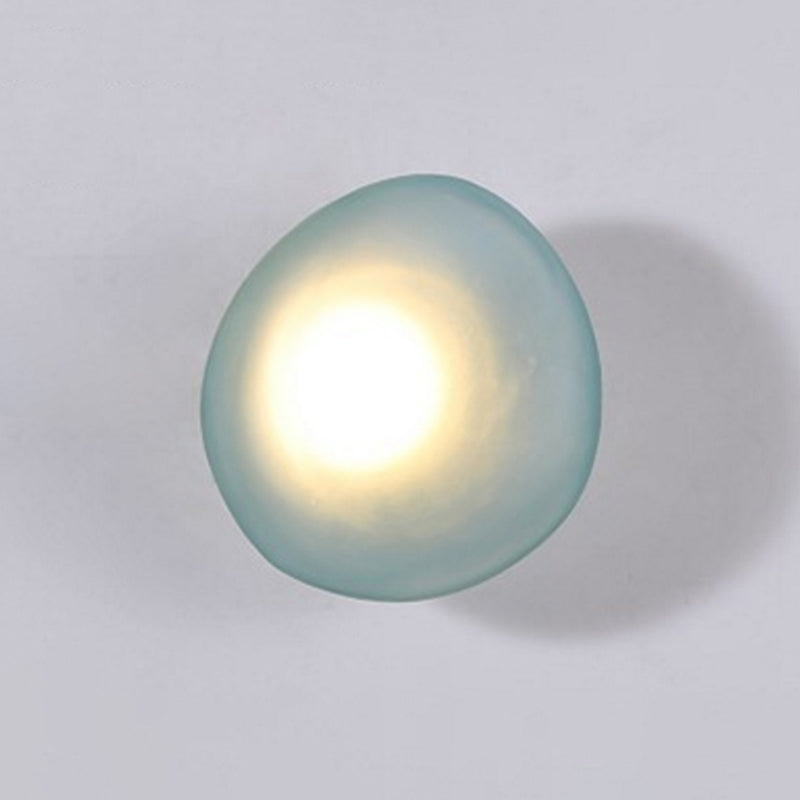 Frosted Glass Cobblestone Wall Sconce Art Deco 1 Light Blue Globe NALANI
