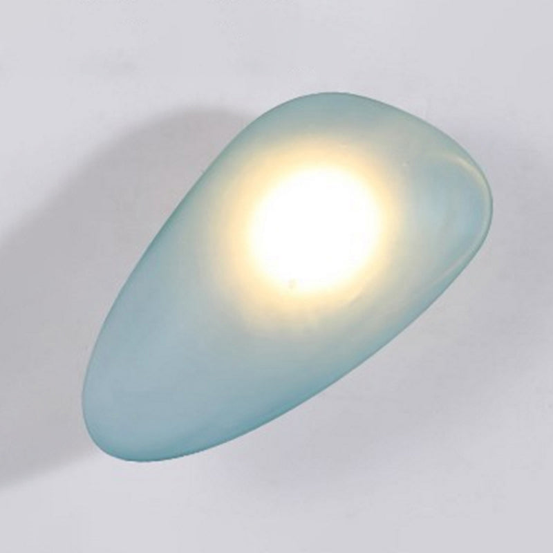 Frosted Glass Cobblestone Wall Sconce Art Deco 1 Light Blue Long Cone NALANI