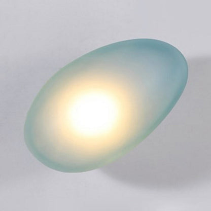 Frosted Glass Cobblestone Wall Sconce Art Deco 1 Light Blue Oval NALANI