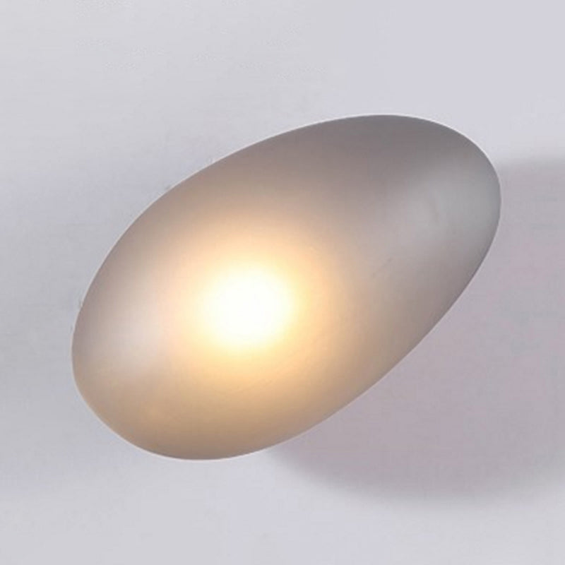 Frosted Glass Cobblestone Wall Sconce Art Deco 1 Light Grey Oval NALANI