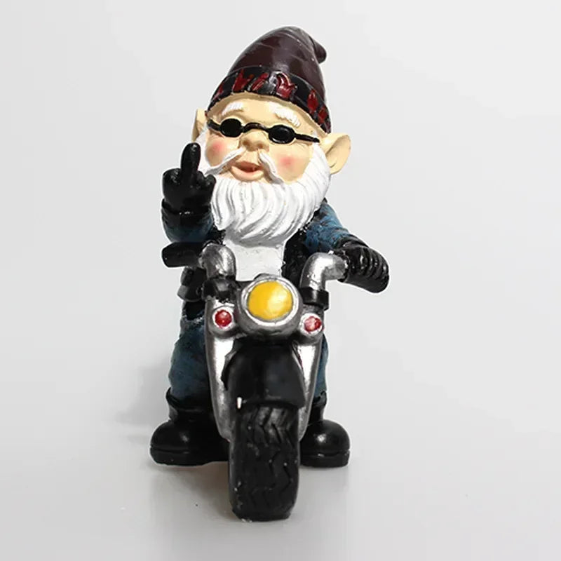 Garden Gnome Dwarf Statue Cycling Old Man Resin Decor SEREIN