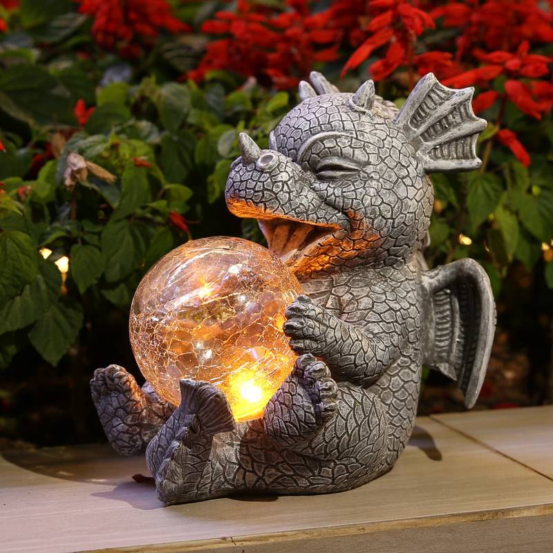 Garden statue - Draconis - Solar Lighting - Resin Dragon Statue lamp NALANI