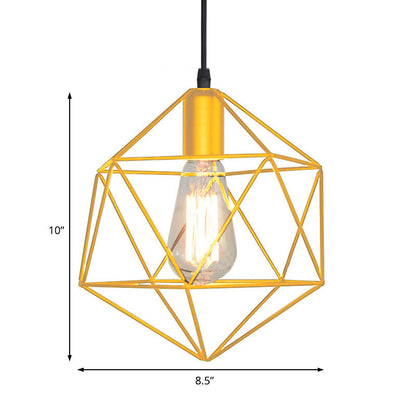 Geometric Cage Pendant Light Industrial Lamp Black Gold NALANI