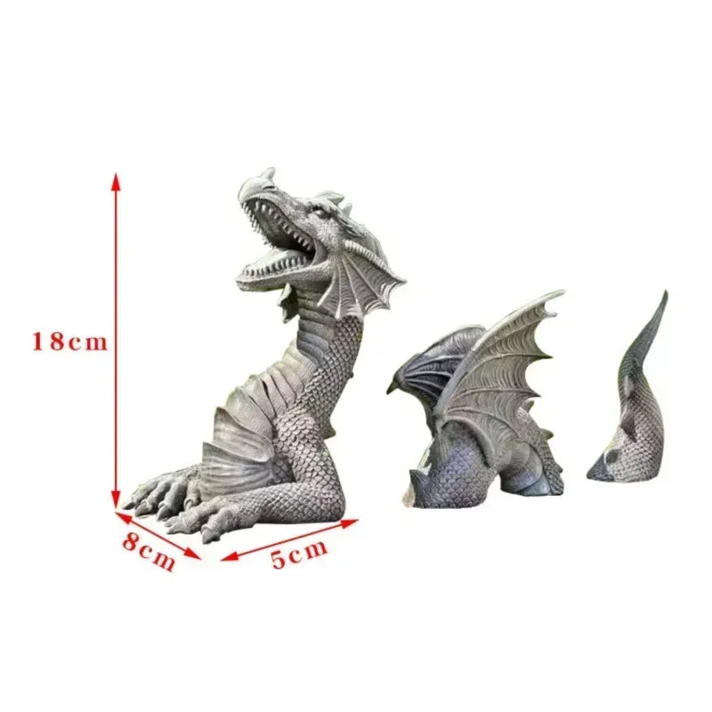Giant Wooden Dragon Sculpture for Gothic Garden Decor SEREIN