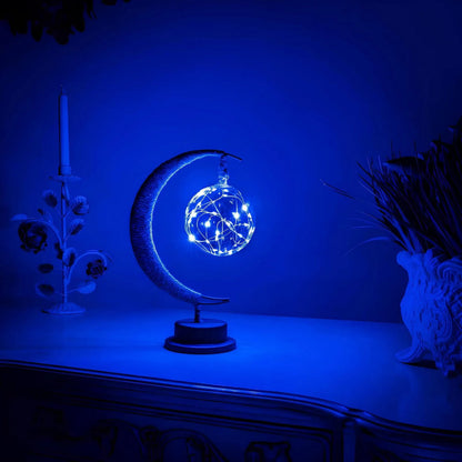 Glass Moon Lamp With Warm Glow For Ambient Bedroom Decor Blue Milky Way NALANI