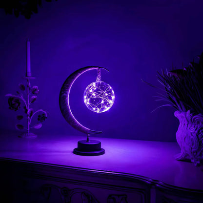 Glass Moon Lamp With Warm Glow For Ambient Bedroom Decor Cosmic Purple NALANI