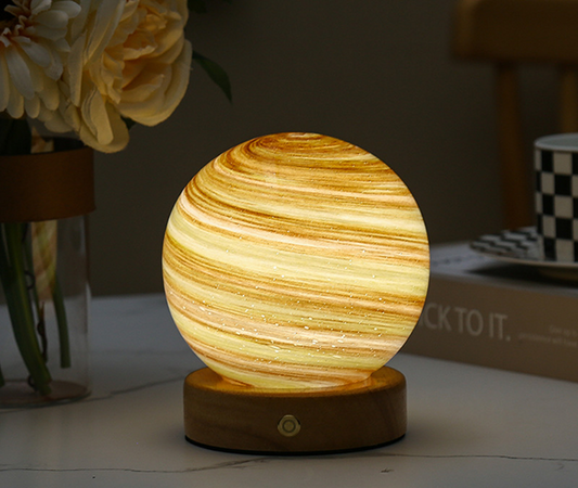 Glass Moon Sphere Night Light For Home Decor Ambiance Sun 14 cm 5,5" 3 Colour Dimmable NALANI