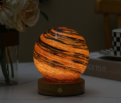 Glass Moon Sphere Night Light For Home Decor Ambiance Amber 14 cm 5,5" 3 Colour Dimmable NALANI