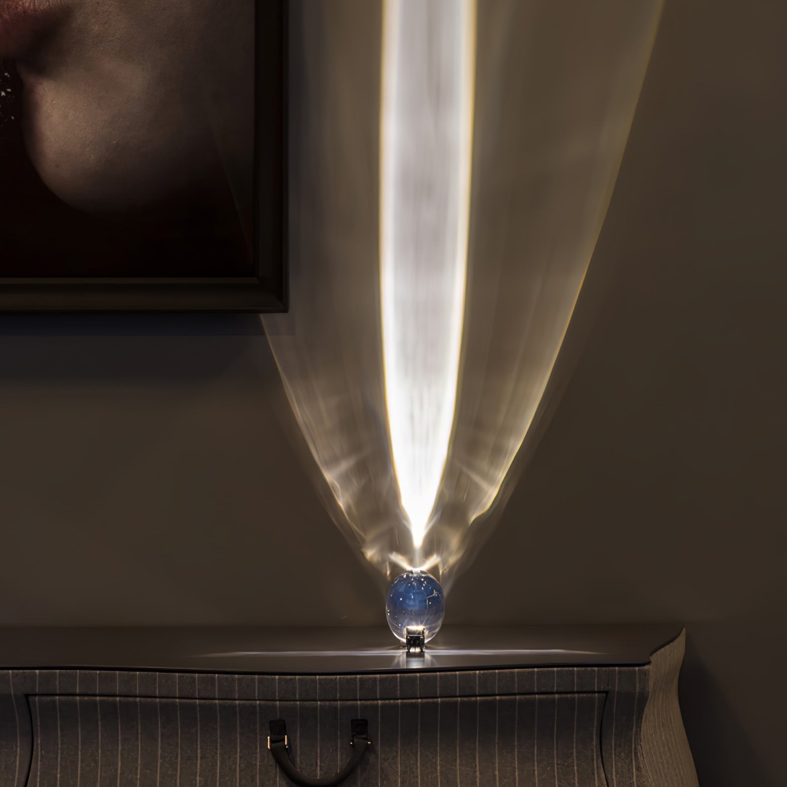 Glass Oval Stone Table Lamp Indian Inspired Ambient Lighting NALANI