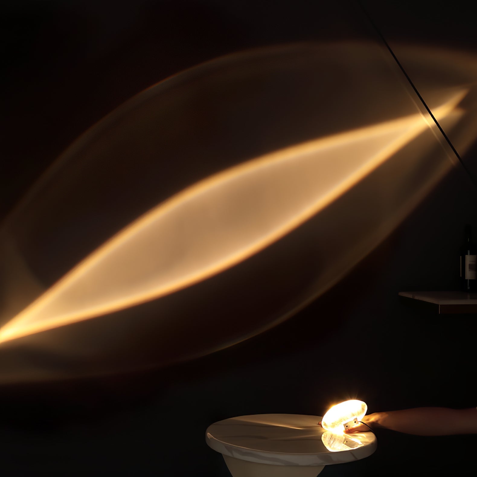 Glass Oval Stone Table Lamp Indian Inspired Ambient Lighting NALANI