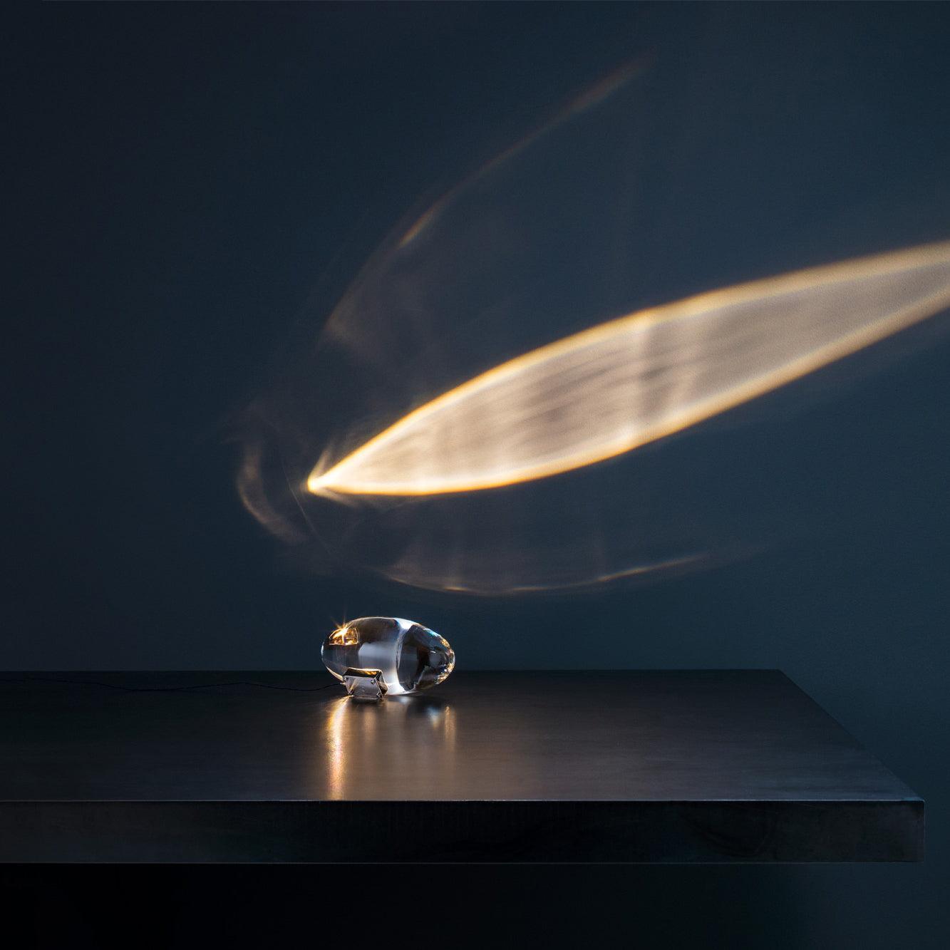 Glass Oval Stone Table Lamp Indian Inspired Ambient Lighting NALANI