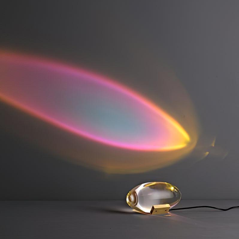 Glass Oval Stone Table Lamp Indian Inspired Ambient Lighting NALANI