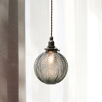 Glass Pendant Light Smoke Gray Clear Feather Design 1 Head NALANI