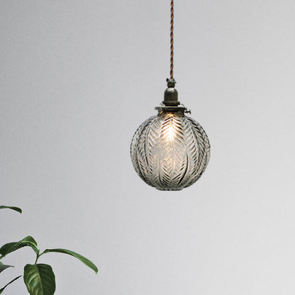 Glass Pendant Light Smoke Gray Clear Feather Design 1 Head NALANI