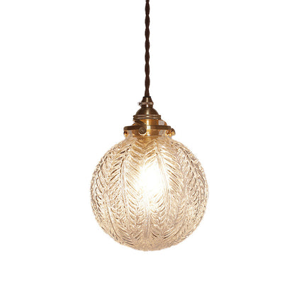 Glass Pendant Light Smoke Gray Clear Feather Design 1 Head NALANI