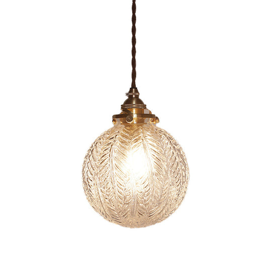 Glass Pendant Light Smoke Gray Clear Feather Design 1 Head NALANI