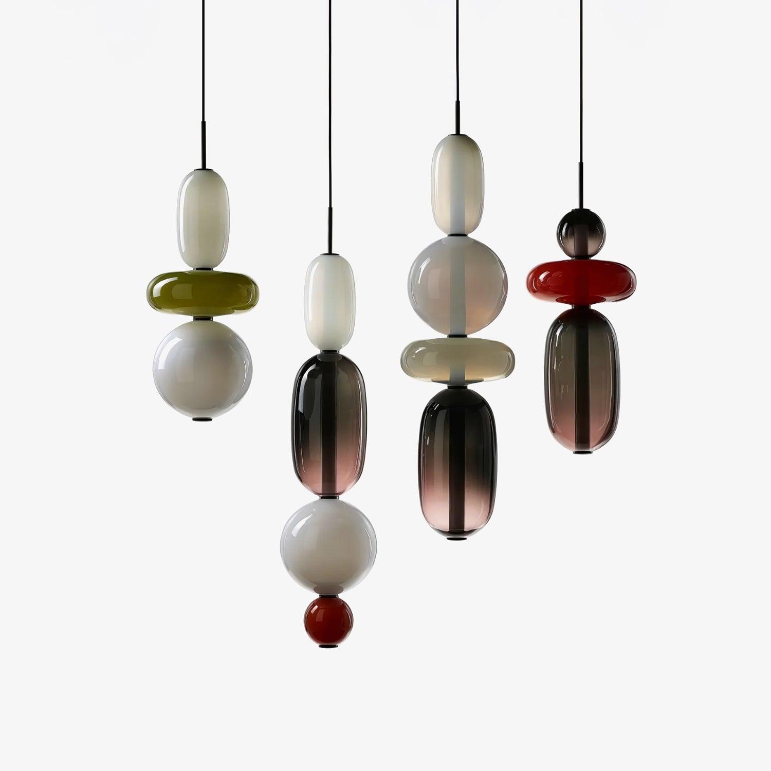 Glass Pendant Light With Multicolor Jar Shade In Earth Tones NALANI