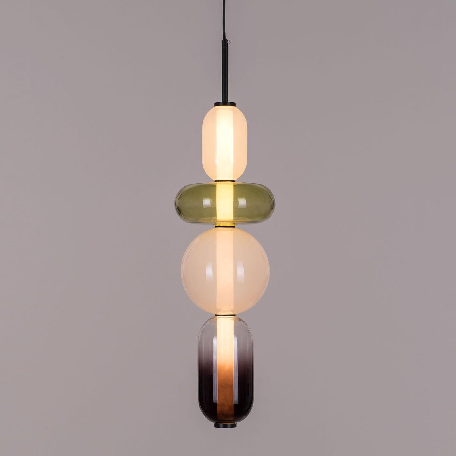 Glass Pendant Light With Multicolor Jar Shade In Earth Tones NALANI