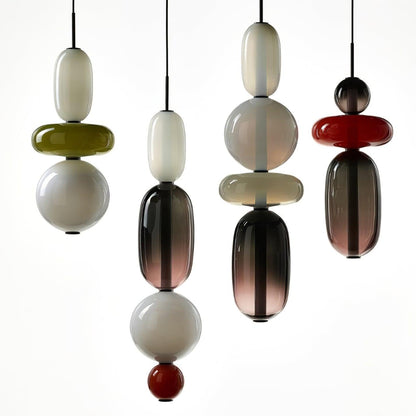 Glass Pendant Light With Multicolor Jar Shade In Earth Tones NALANI