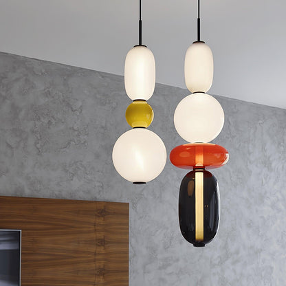 Glass Pendant Light With Multicolor Jar Shade In Earth Tones NALANI