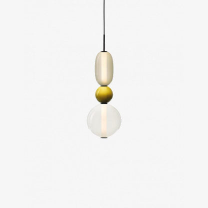Glass Pendant Light With Multicolor Jar Shade In Earth Tones Model B Green ∅ 6.3″ x H 21.7″ Dia 16cm x H 55cm NALANI