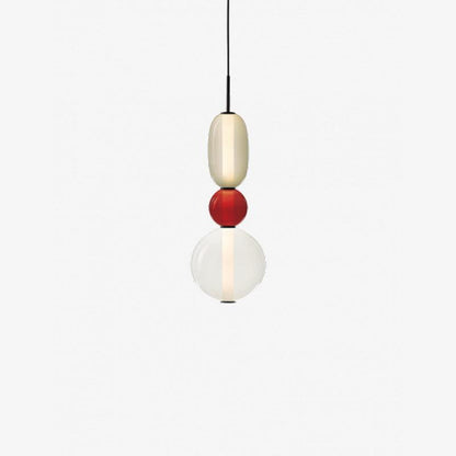 Glass Pendant Light With Multicolor Jar Shade In Earth Tones Model B Red ∅ 6.3″ x H 21.7″ Dia 16cm x H 55cm NALANI
