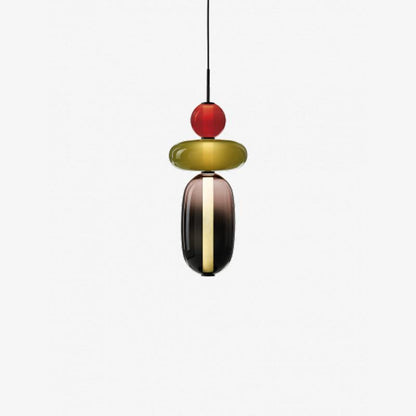 Glass Pendant Light With Multicolor Jar Shade In Earth Tones Model C Green ∅ 7.1″ x H 21.5″ Dia 18cm x H 54.5cm NALANI