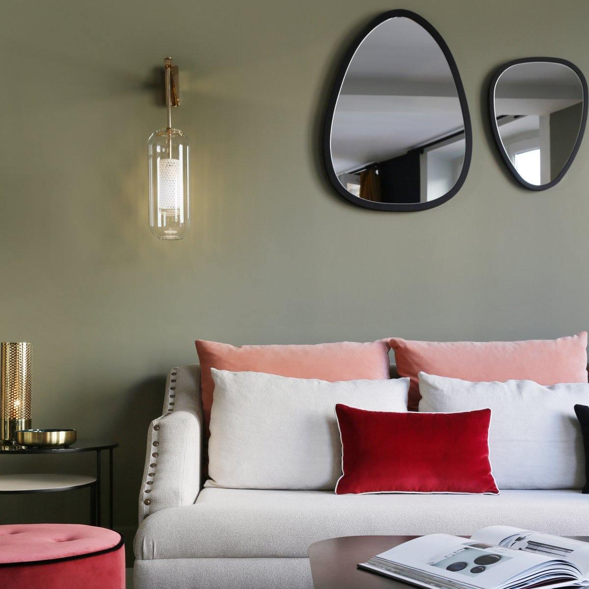 Glass Wall Lamp With Perforated Cage And Sleek Steel Rod NALANI