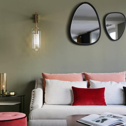 Glass Wall Lamp With Perforated Cage And Sleek Steel Rod NALANI