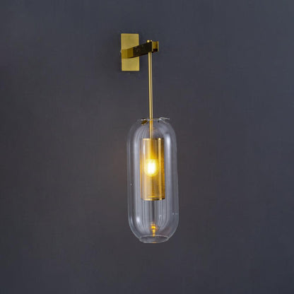 Glass Wall Lamp With Perforated Cage And Sleek Steel Rod NALANI