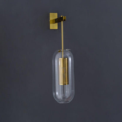 Glass Wall Lamp With Perforated Cage And Sleek Steel Rod NALANI