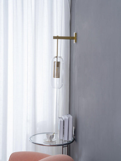 Glass Wall Lamp With Perforated Cage And Sleek Steel Rod NALANI