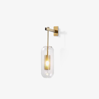 Glass Wall Lamp With Perforated Cage And Sleek Steel Rod NALANI