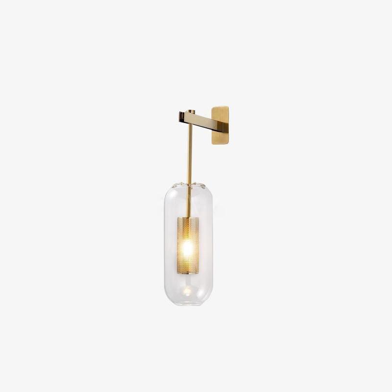 Glass Wall Lamp With Perforated Cage And Sleek Steel Rod NALANI