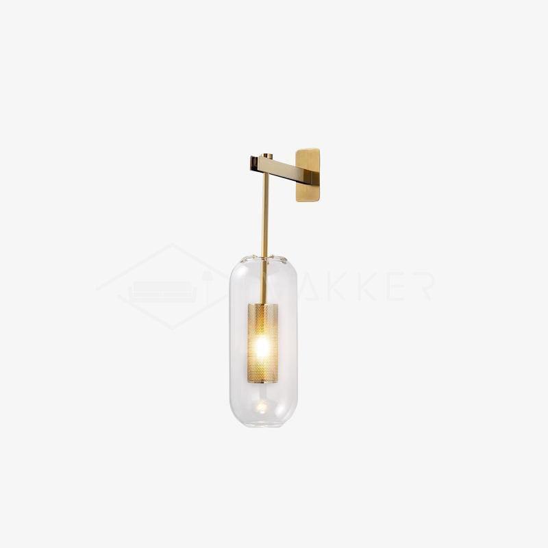 Glass Wall Lamp With Perforated Cage And Sleek Steel Rod NALANI