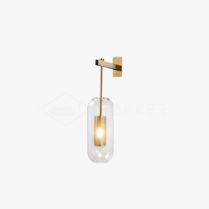 Glass Wall Lamp With Perforated Cage And Sleek Steel Rod NALANI
