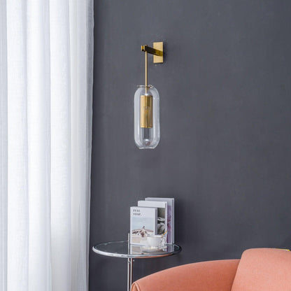 Glass Wall Lamp With Perforated Cage And Sleek Steel Rod NALANI